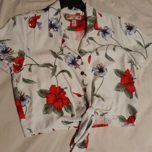 Floral Hawaiian tied crop top